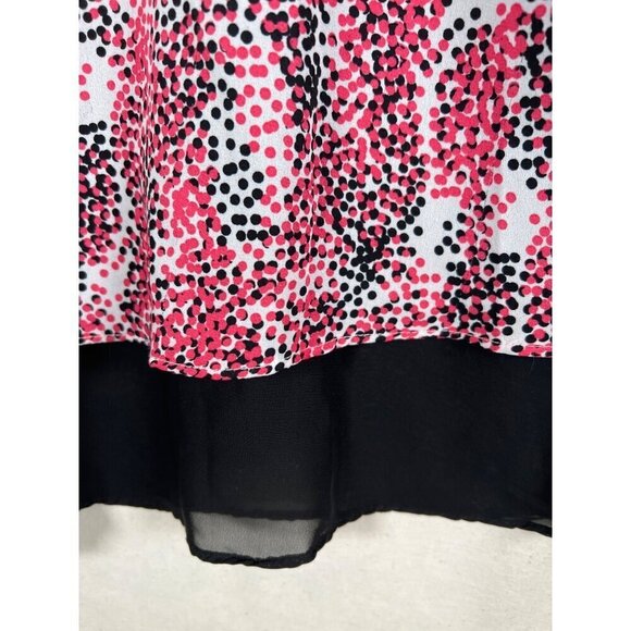 Zach & Rachel Women Size L Tank Tunic Pink Black Lined Chiffon Trim Asymmetrical - Picture 4 of 12